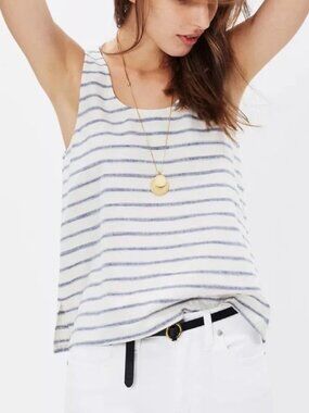 Madewell Striped Linen Tank Size Medium